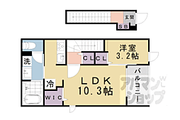 京阪石山坂本線 瓦ヶ浜駅 徒歩11分の賃貸アパート 2階1LDKの間取り
