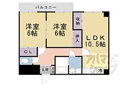 東野第2グリーンハイツ山科 4階2LDKの間取り