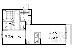 近鉄京都線 竹田駅 徒歩15分の賃貸アパート 2階1LDKの間取り