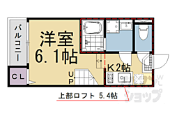 アンソレイエ椥辻 1階1Kの間取り