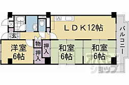 近鉄京都線 向島駅 徒歩4分の賃貸マンション 6階3LDKの間取り