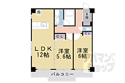 JR湖西線 大津京駅 徒歩14分の賃貸マンション 3階2LDKの間取り