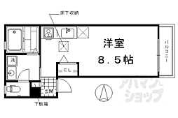 京阪本線 鳥羽街道駅 徒歩3分の賃貸アパート 1階ワンルームの間取り