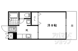 山科ガーデンハイツ 1階1Kの間取り