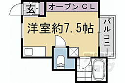京阪本線 清水五条駅 徒歩7分の賃貸マンション 4階1Kの間取り