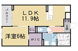京阪石山坂本線 滋賀里駅 徒歩4分の賃貸アパート 2階1LDKの間取り