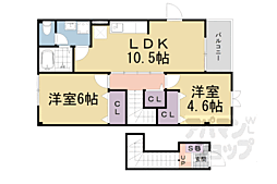 JR湖西線 おごと温泉駅 徒歩5分の賃貸アパート 2階2LDKの間取り