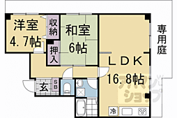 近鉄京都線 向島駅 徒歩10分の賃貸マンション 1階2LDKの間取り
