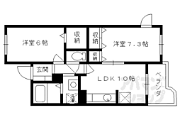 京阪宇治線 観月橋駅 徒歩12分の賃貸マンション 3階2LDKの間取り