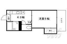 京阪本線 墨染駅 徒歩7分の賃貸アパート 1階1Kの間取り