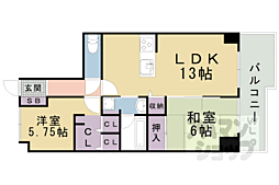 サニーコート山科 303 3階2LDKの間取り