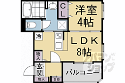 京阪本線 中書島駅 徒歩8分の賃貸アパート 3階1LDKの間取り