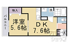 京阪本線 淀駅 徒歩3分の賃貸アパート 1階1DKの間取り