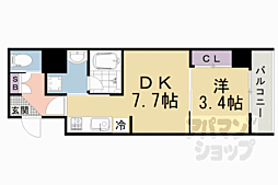 京都地下鉄東西線 京都市役所前駅 徒歩7分の賃貸マンション 5階1LDKの間取り