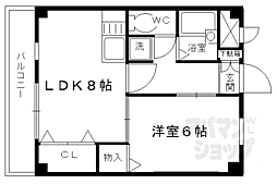 JR東海道・山陽本線 西大路駅 徒歩10分の賃貸マンション 4階1LDKの間取り