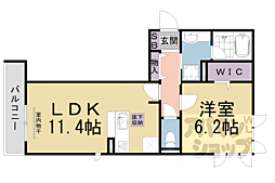 京阪石山坂本線 粟津駅 徒歩16分の賃貸アパート 1階1LDKの間取り