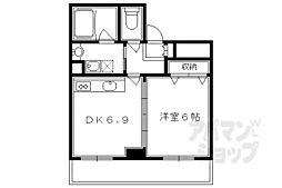京都市営烏丸線 烏丸御池駅 徒歩3分の賃貸マンション 3階1DKの間取り