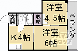 JR東海道・山陽本線 西大路駅 徒歩10分の賃貸マンション 2階2DKの間取り
