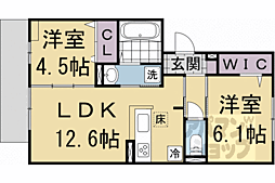 京阪本線 丹波橋駅 徒歩30分の賃貸アパート 3階2LDKの間取り