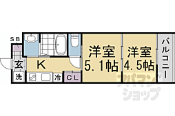 JR東海道・山陽本線 京都駅 徒歩15分の賃貸マンション 5階2Kの間取り