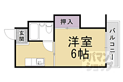 甲ノ辻マンション 2階1Kの間取り