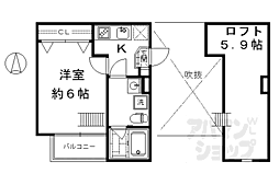 JR東海道・山陽本線 西大路駅 徒歩14分の賃貸アパート 1階1Kの間取り