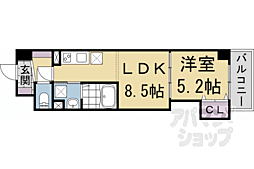 JR東海道・山陽本線 西大路駅 徒歩15分の賃貸マンション 4階1LDKの間取り