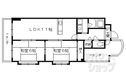 JR東海道・山陽本線 向日町駅 徒歩10分の賃貸マンション 6階2LDKの間取り