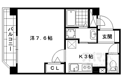ファービスコート東野 4階1Kの間取り