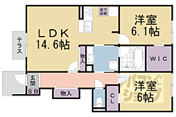 JR東海道・山陽本線 瀬田駅 徒歩12分の賃貸アパート 1階2LDKの間取り