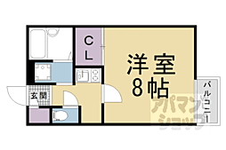 レオパレス山科椥辻 2階1Kの間取り