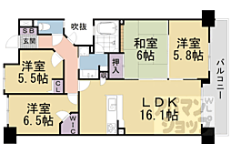 パデシオン山科夢ヶ丘 5階4LDKの間取り