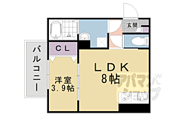 京都市山科区東野南井ノ上町アパート 1LDKの間取図画像