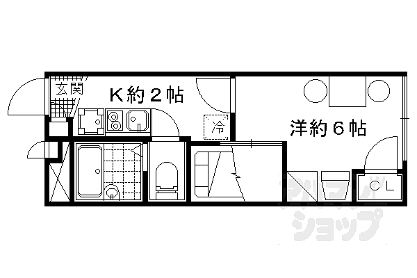 レオパレス石塚 106｜京都府京都市山科区日ノ岡石塚町(賃貸アパート1K・1階・19.87㎡)の写真 その2