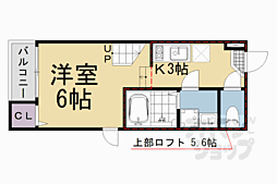 ハーモニーテラスアンソレイユ椥辻 1Kの間取図画像