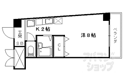 ボナール椥ノ辻 1Kの間取図画像