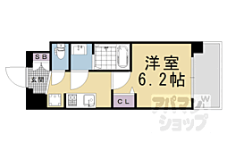 プレサンスTHEKYOTO粋都 1Kの間取図画像
