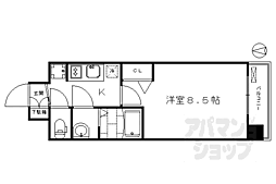プレサンスTHEKYOTO流雅 1Kの間取図画像