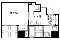 メルベーユ青木 1Kの間取図画像