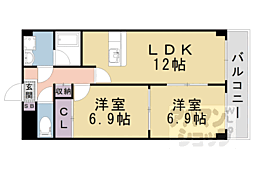 グレースコート洛 2LDKの間取図画像