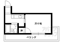 エクセル竹鼻 1Kの間取図画像