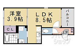 ハーモニーテラス東野南井ノ上町II 1LDKの間取図画像