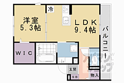 京都市山科区厨子奥若林町アパート 1LDKの間取図画像