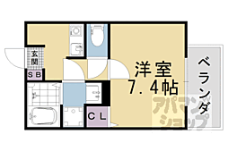 京都市山科区栗栖野華ノ木町アパート 1Kの間取図画像