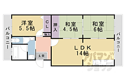 メゾン勧修 3LDKの間取図画像