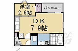 R-smart椥辻 1DKの間取図画像