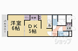 パインベルテ御陵 1DKの間取図画像