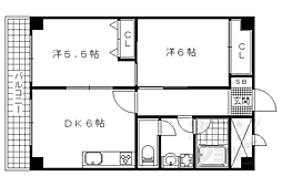 山科ハイツ 2DKの間取図画像