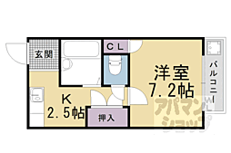 エクセレント日ノ岡 1Kの間取図画像