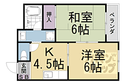 ヴェルデ比叡山 2DKの間取図画像